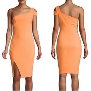 Likely One Shoulder Midi Packard Dress Orange Size 2